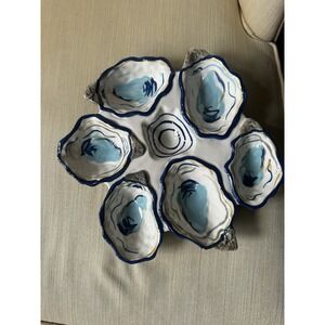 Oyster Plate Platter Coton Colors By Laura Johnson Half Dozen Blue White